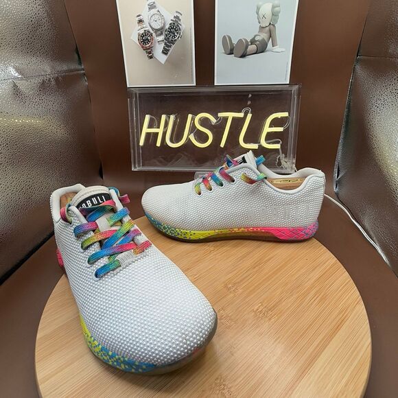 Nobull Outwork Unisex White Neon Glitch M-7 W-8.5 Superfabric Trainer - Picture 3 of 10